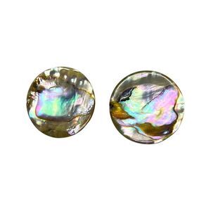 Earrings-Vintage Abalone Shell Circle Cut Pierced Studs